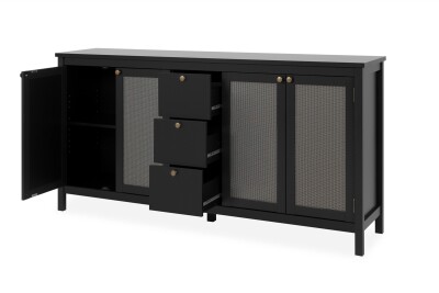 Sideboard Bastille 51A schwarz / Geflecht Nobel