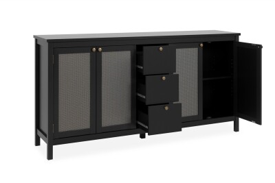 Sideboard Bastille 51A schwarz / Geflecht Nobel