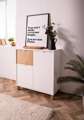 Kommode Naxon 01A weiß / Dekor Old Style hell