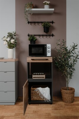 Rollcontainer Mallorca 35A anthrazit / Dekor Bambus