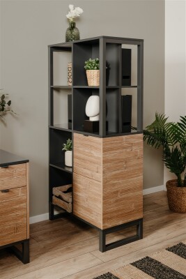 Regal/Raumteiler Java 20A anthrazit / Dekor Bambus