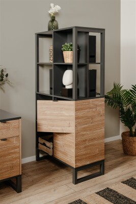 Regal/Raumteiler Java 20A anthrazit / Dekor Bambus