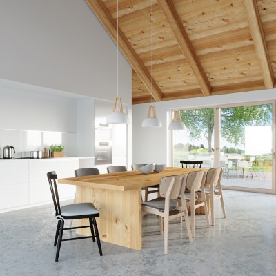 Hängelampe VANA weiß/naturfarbenes Holz