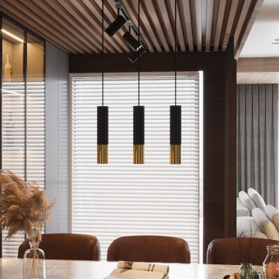 Hängeleuchte ZUNO 3P schwarz/gold