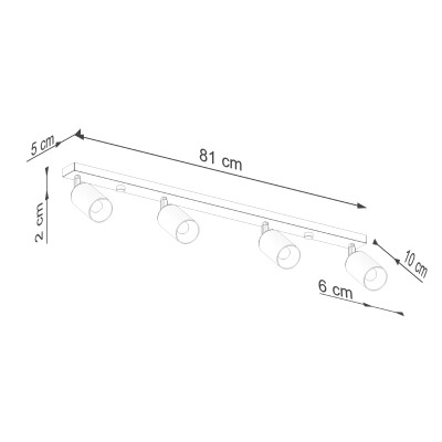 Deckenleuchte LUNY 4L schwarz/kupfer