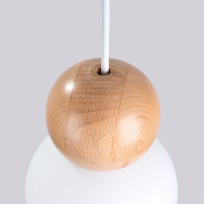Hängeleuchte VELC 1 weiß/naturfarbenes Holz