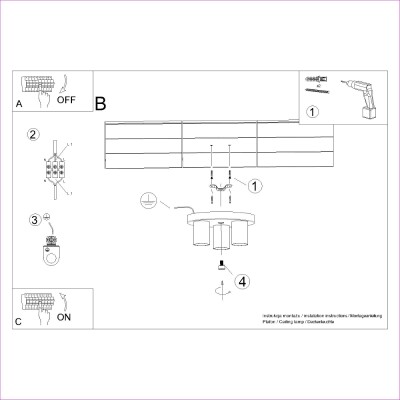 Deckenleuchte  KILX 3P Schwarz